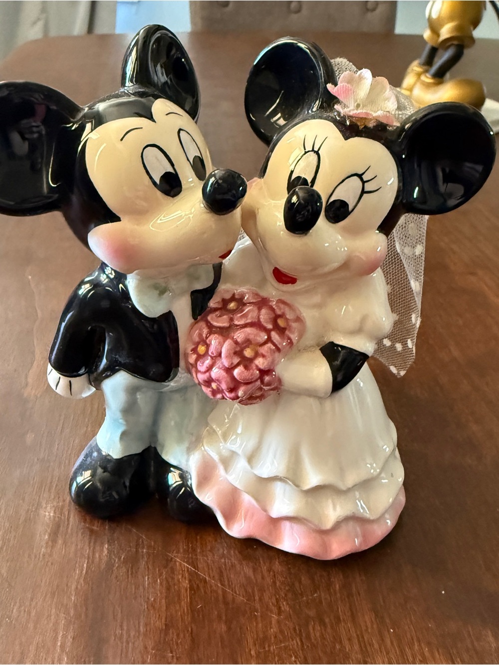 Disney-Inspired Black & White Mickey and Minnie Wedding Cake Topper Figurine